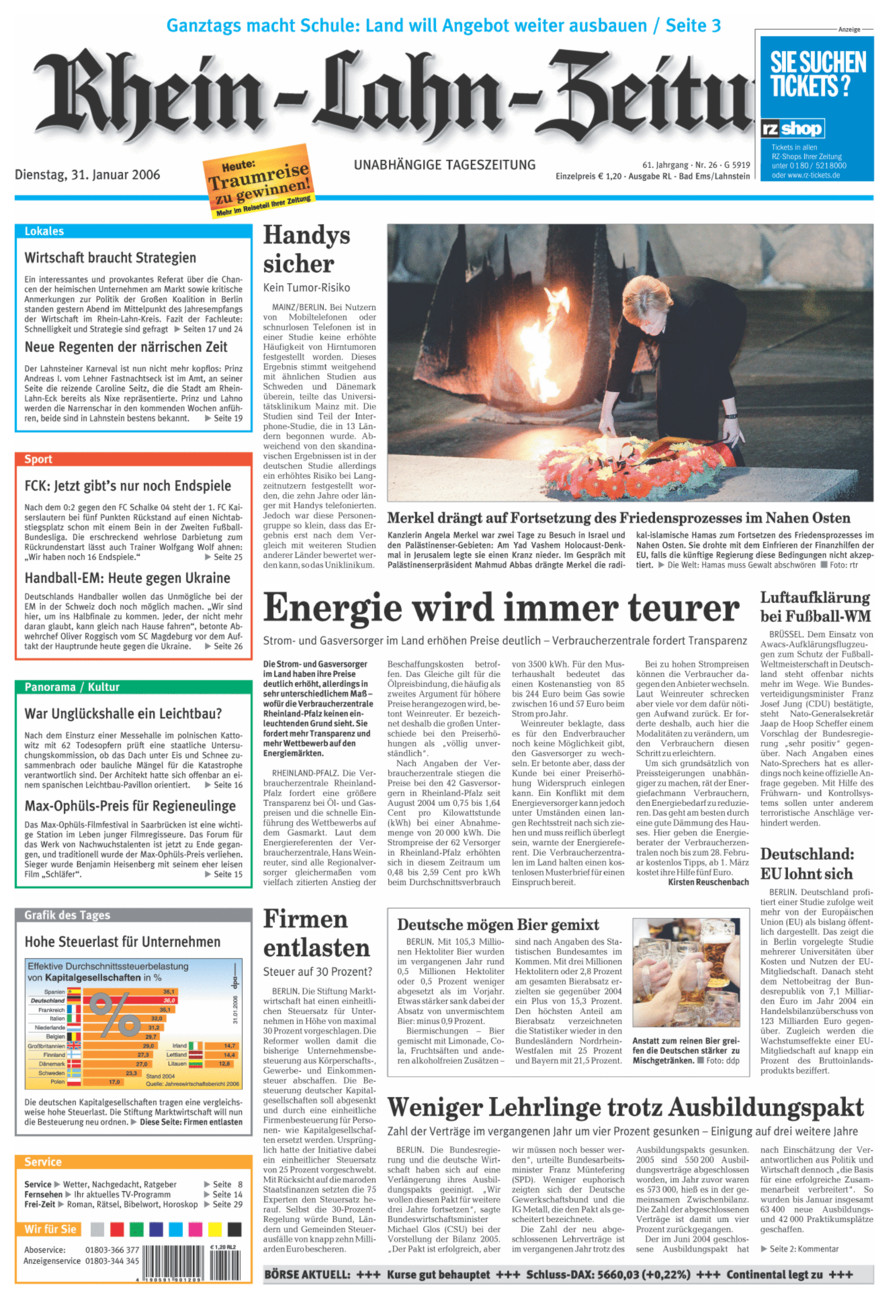 Rhein-Lahn-Zeitung vom Dienstag, 31.01.2006