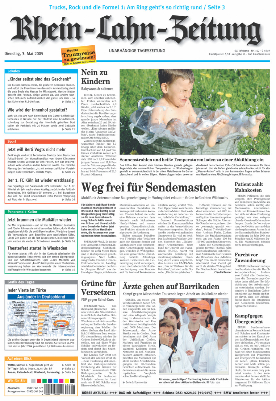 Rhein-Lahn-Zeitung vom Dienstag, 03.05.2005