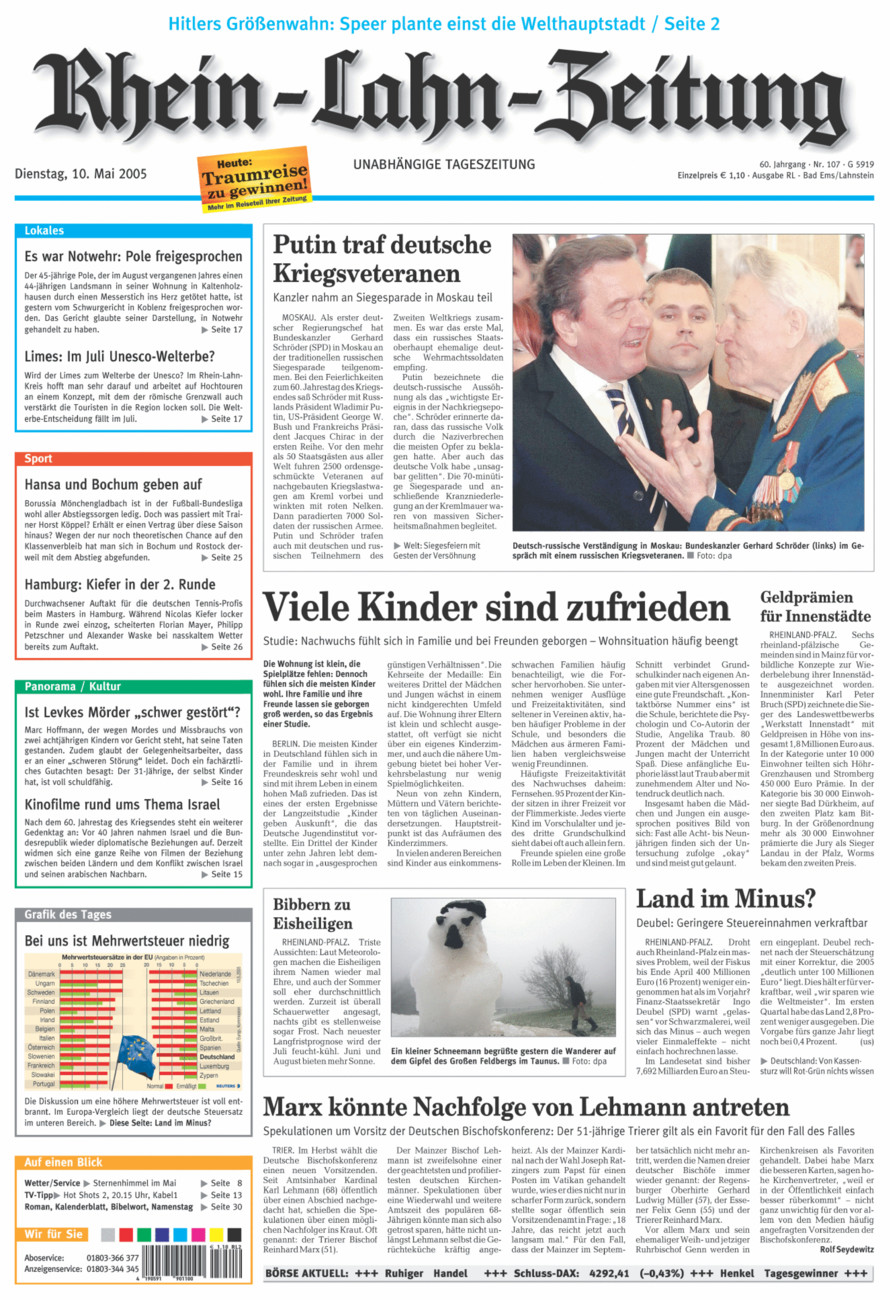Rhein-Lahn-Zeitung vom Dienstag, 10.05.2005