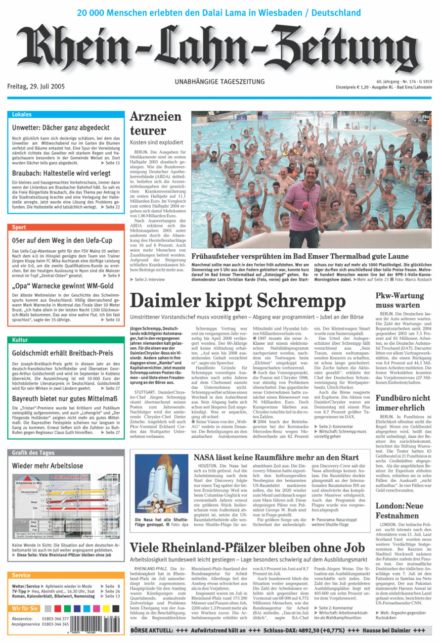Rhein-Lahn-Zeitung vom Freitag, 29.07.2005