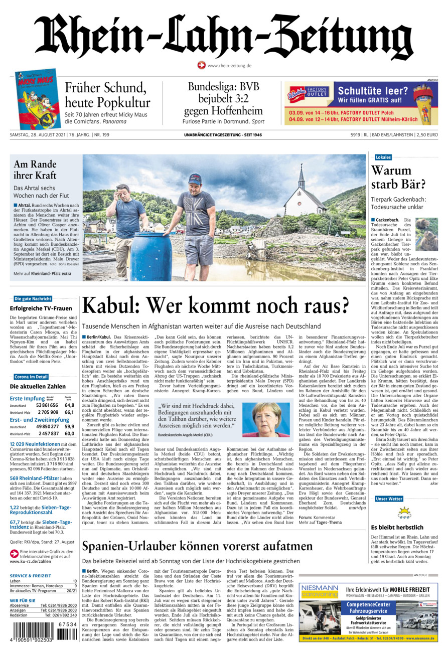 Rhein-Lahn-Zeitung vom Samstag, 28.08.2021
