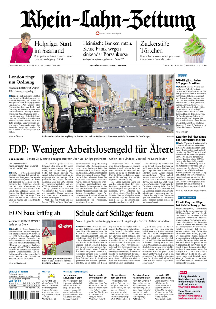 Rhein-Lahn-Zeitung vom Donnerstag, 11.08.2011