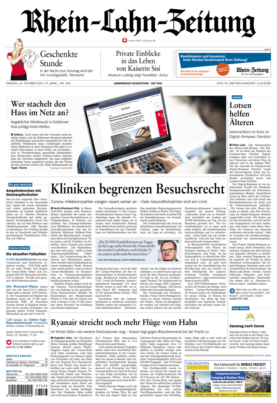 Rhein-Lahn-Zeitung vom Samstag, 24.10.2020