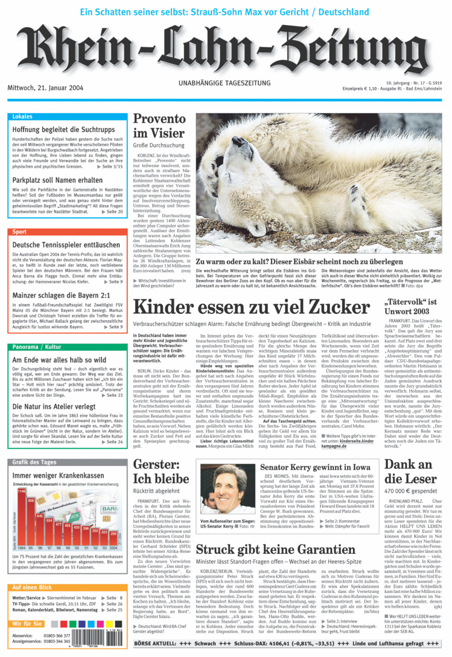 Rhein-Lahn-Zeitung vom Mittwoch, 21.01.2004