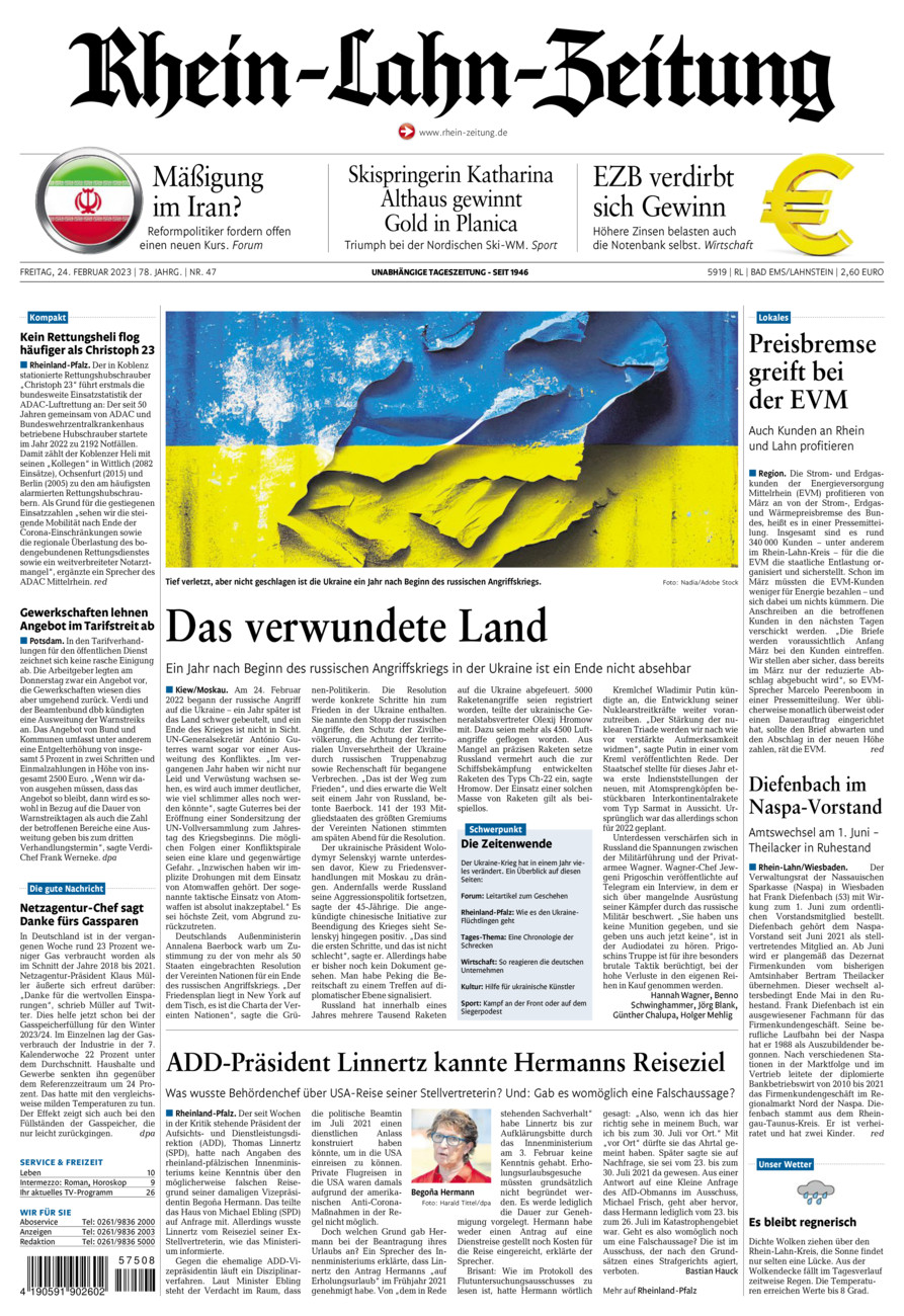 Rhein-Lahn-Zeitung vom Freitag, 24.02.2023