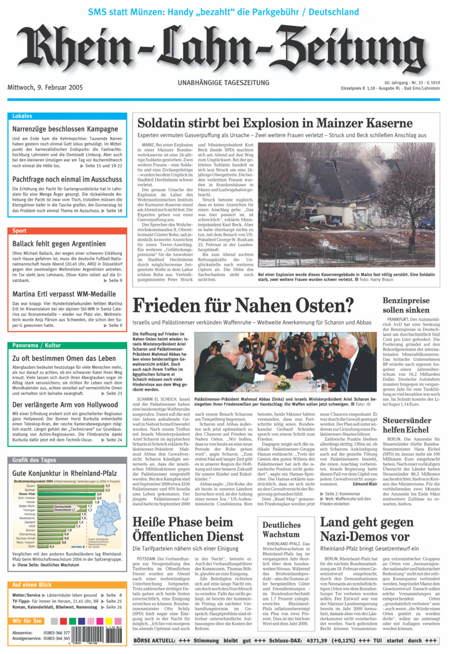 Rhein-Lahn-Zeitung vom Mittwoch, 09.02.2005