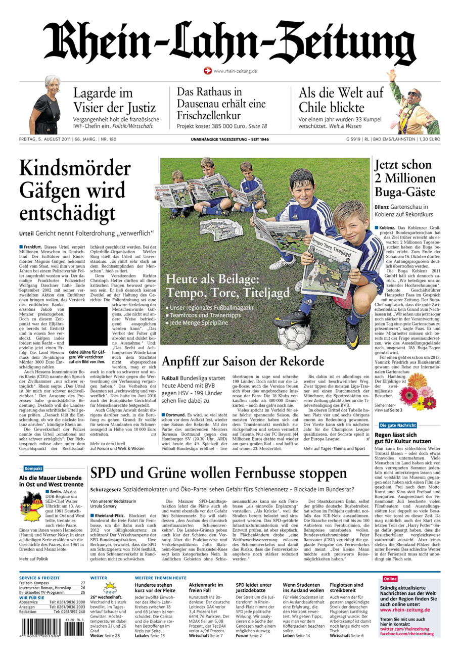 Rhein-Lahn-Zeitung vom Freitag, 05.08.2011
