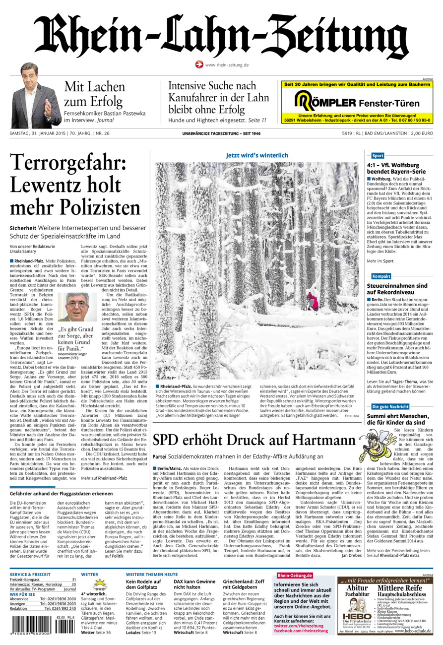 Rhein-Lahn-Zeitung vom Samstag, 31.01.2015