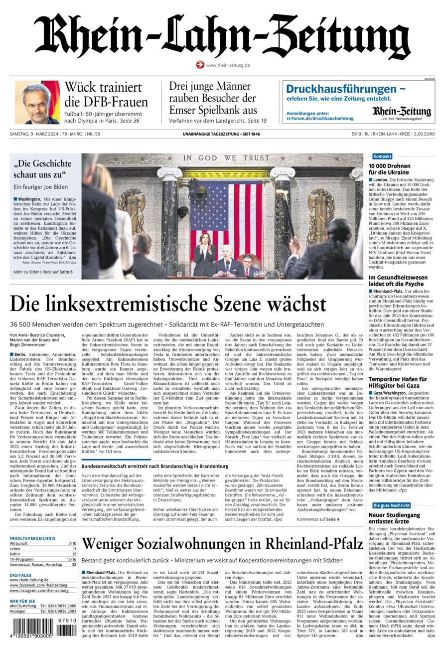 Rhein-Lahn-Zeitung vom Samstag, 09.03.2024