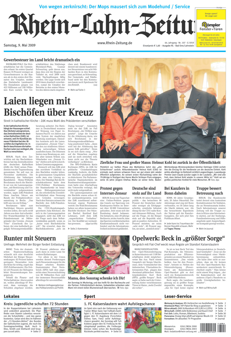 Rhein-Lahn-Zeitung vom Samstag, 09.05.2009