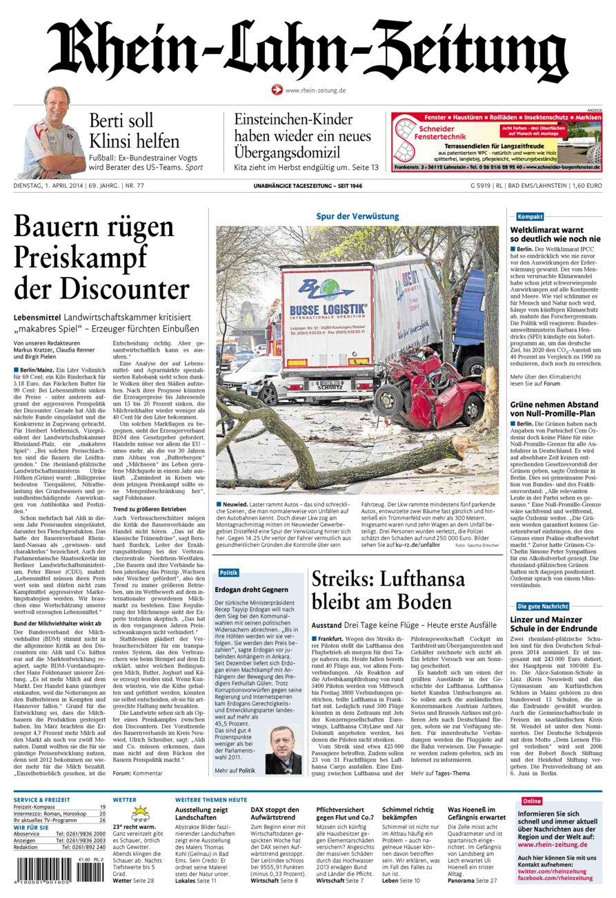 Rhein-Lahn-Zeitung vom Dienstag, 01.04.2014