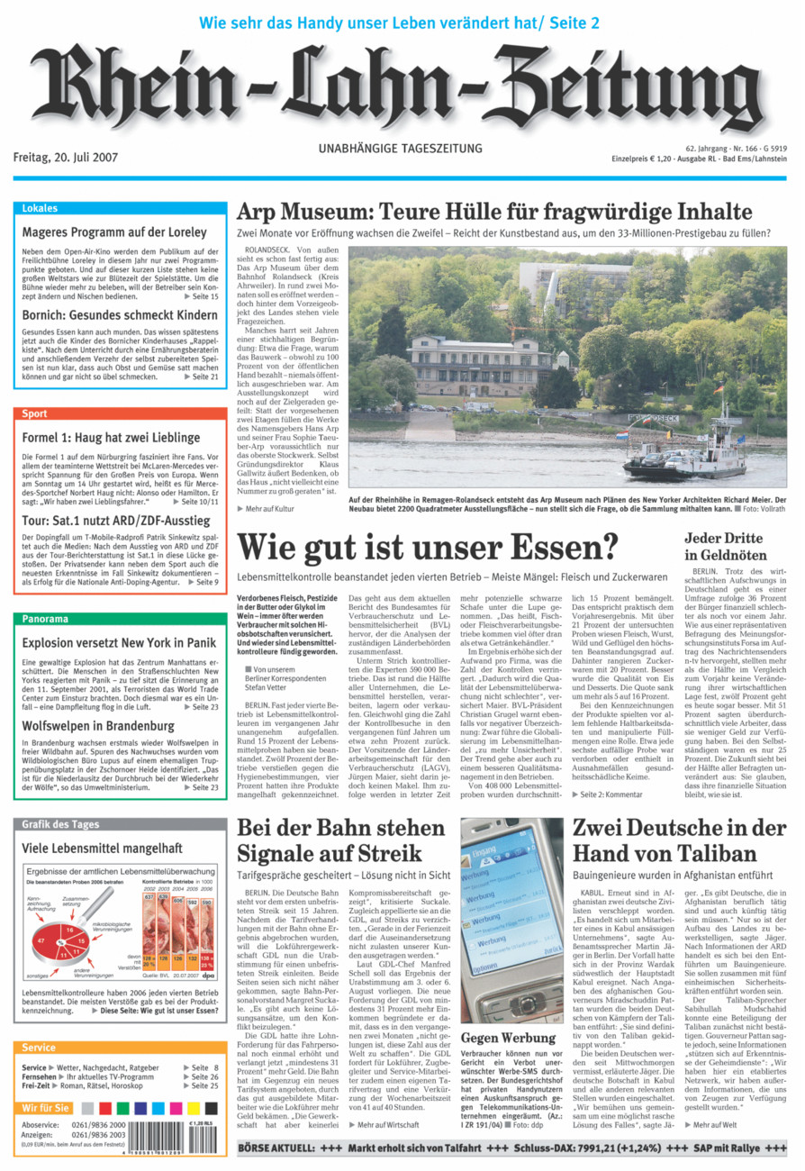 Rhein-Lahn-Zeitung vom Freitag, 20.07.2007