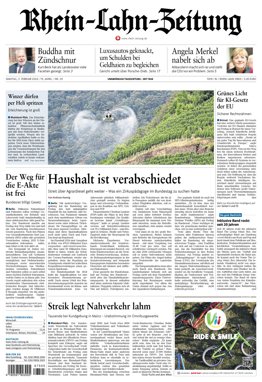 Rhein-Lahn-Zeitung vom Samstag, 03.02.2024
