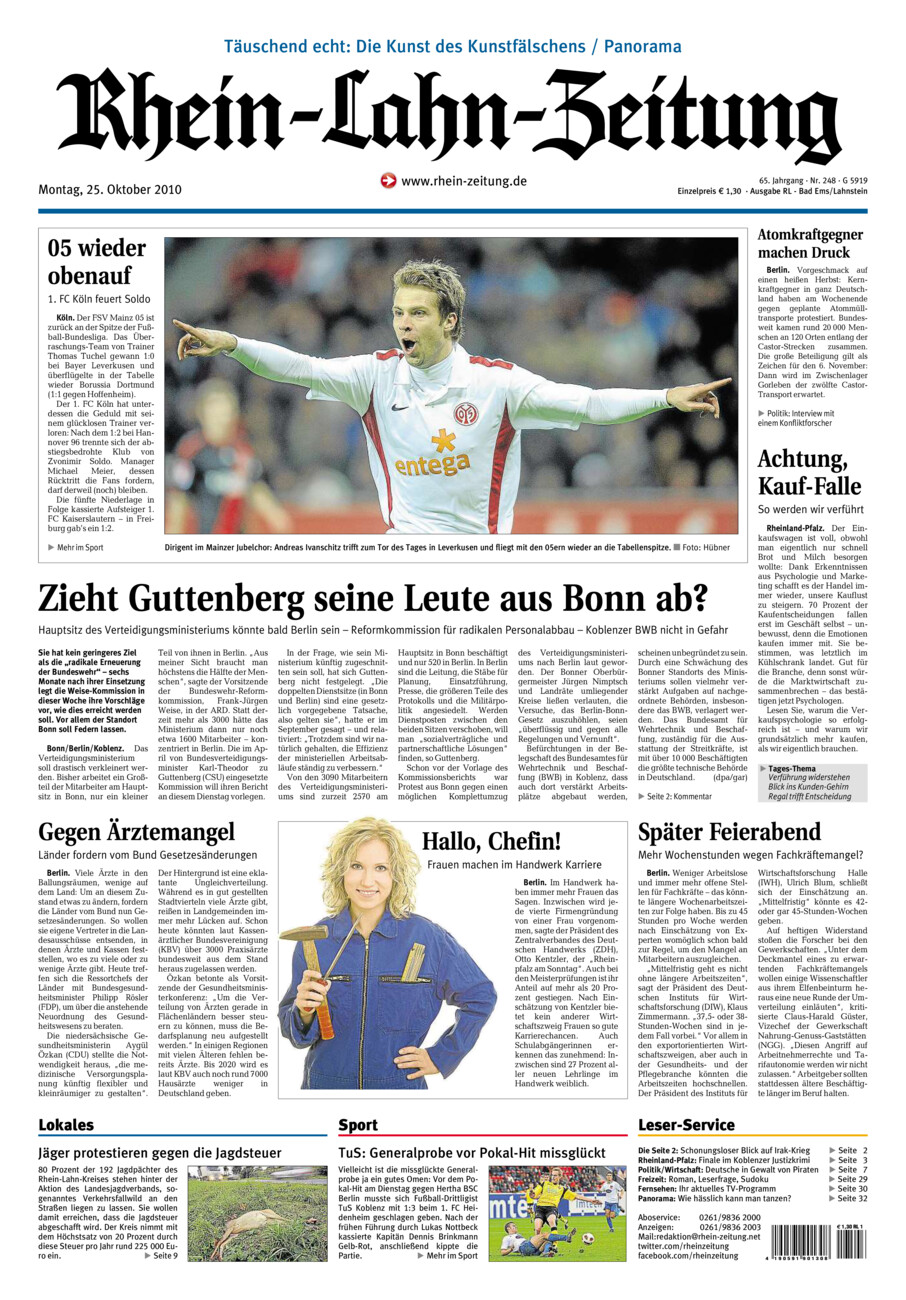 Rhein-Lahn-Zeitung vom Montag, 25.10.2010