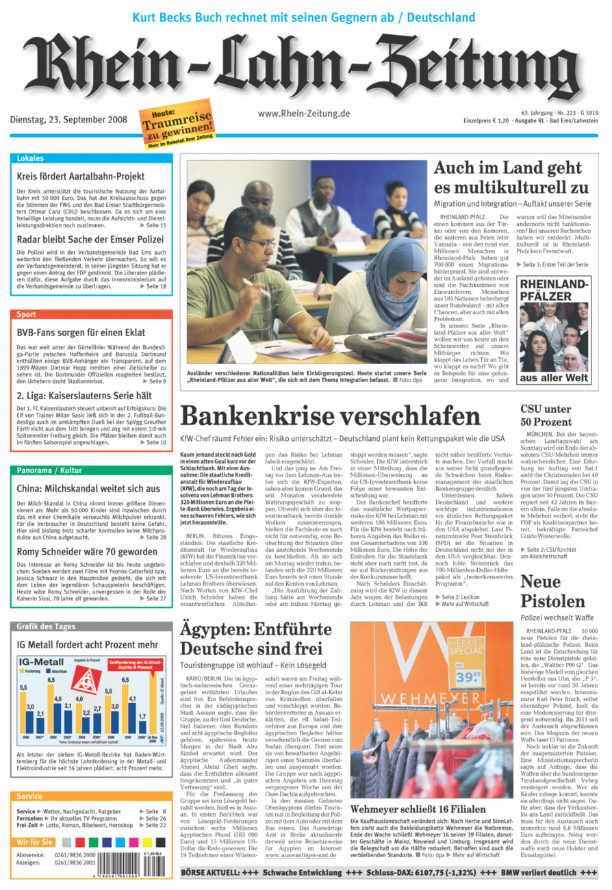 Rhein-Lahn-Zeitung vom Dienstag, 23.09.2008