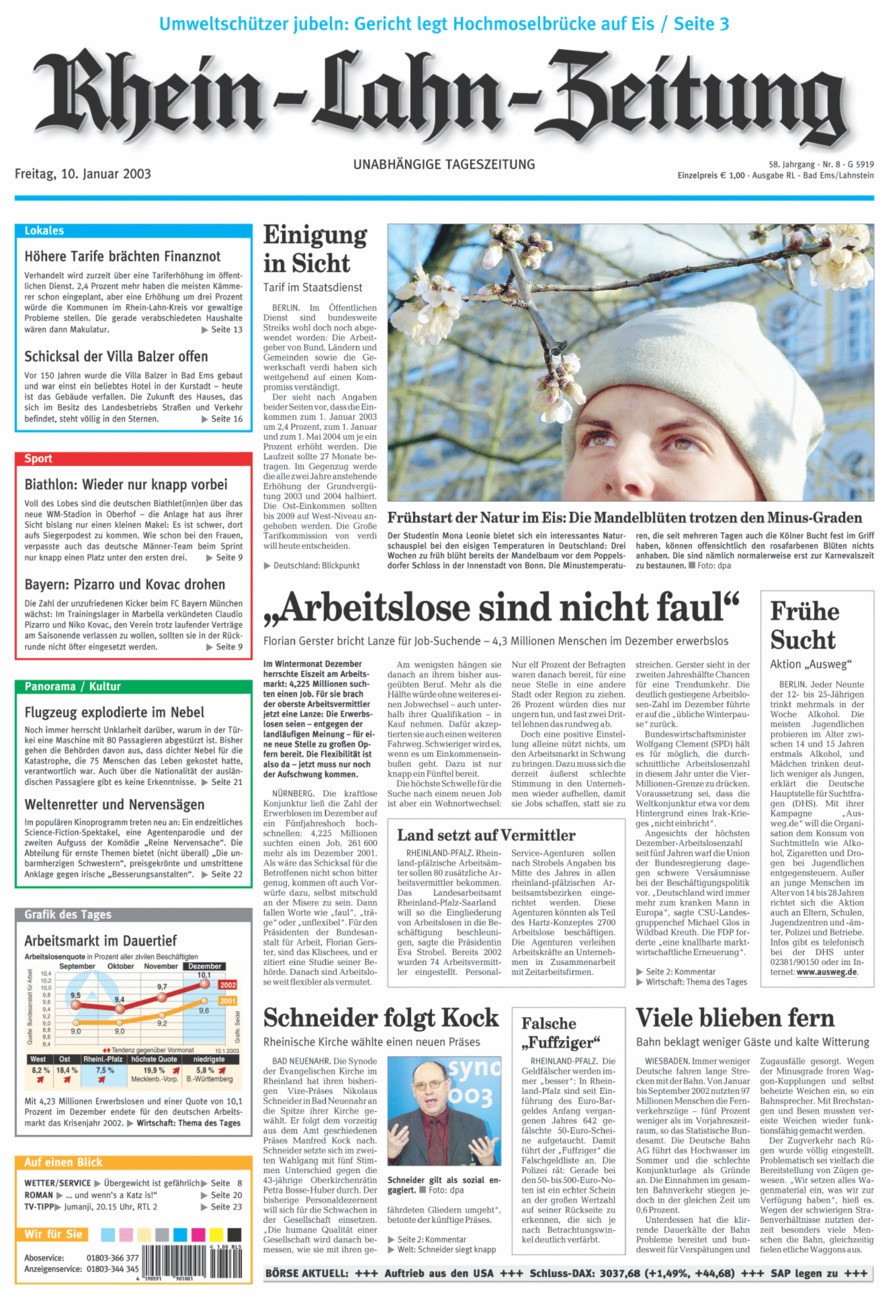 Rhein-Lahn-Zeitung vom Freitag, 10.01.2003