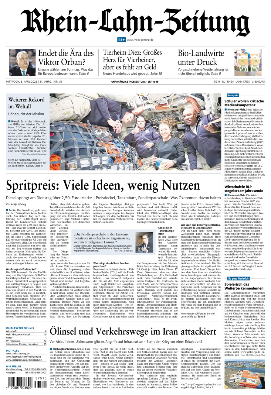 Rhein-Lahn-Zeitung vom Mittwoch, 08.04.2026