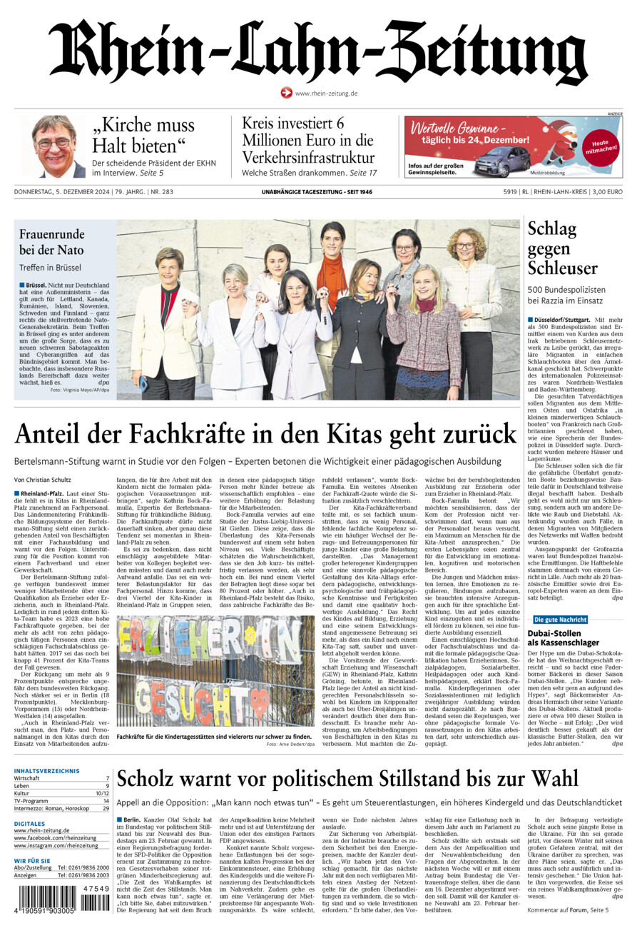 Rhein-Lahn-Zeitung vom Donnerstag, 05.12.2024