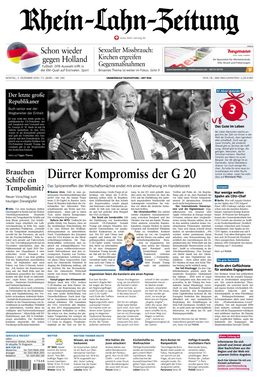 Rhein-Lahn-Zeitung vom Montag, 03.12.2018