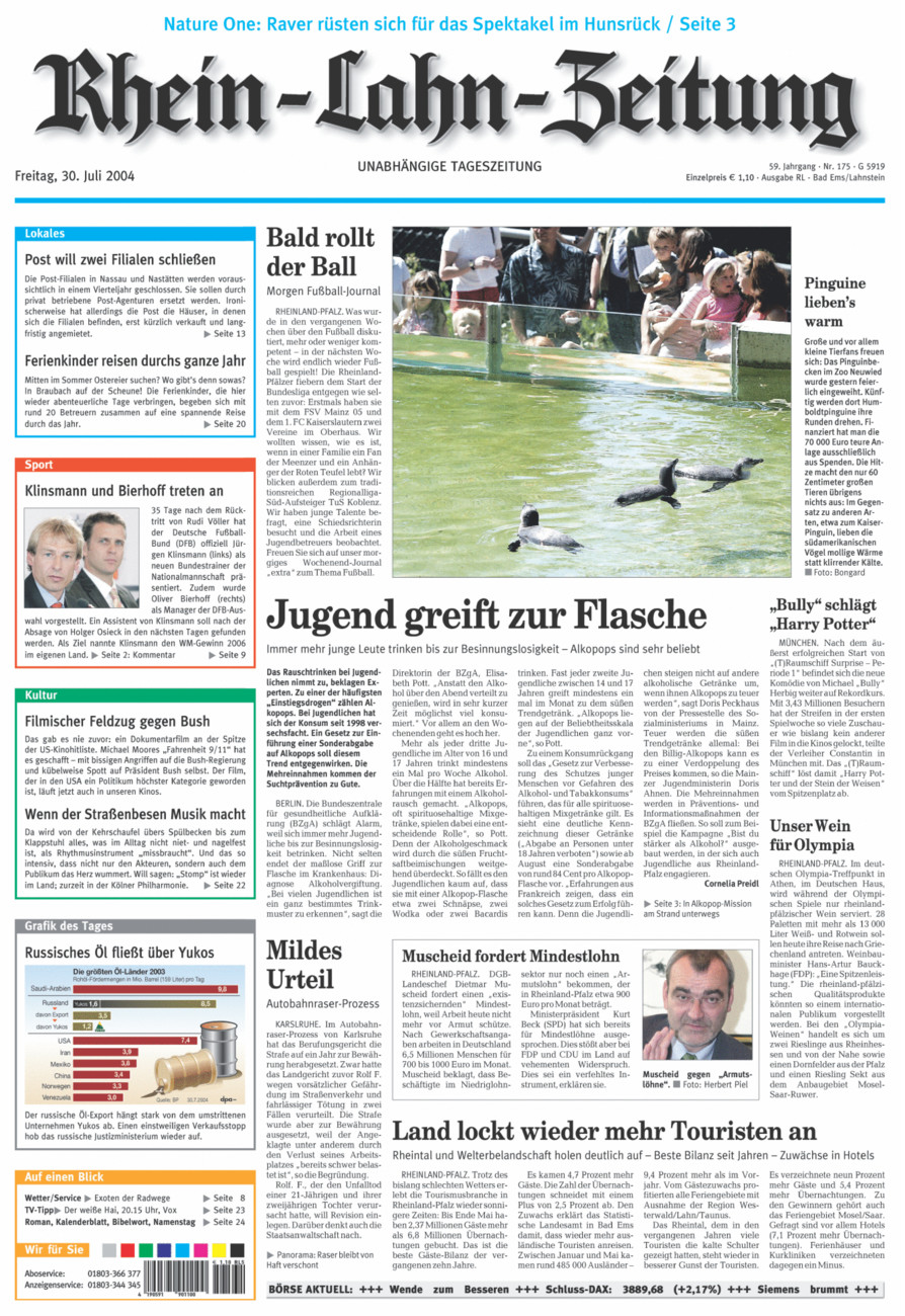 Rhein-Lahn-Zeitung vom Freitag, 30.07.2004