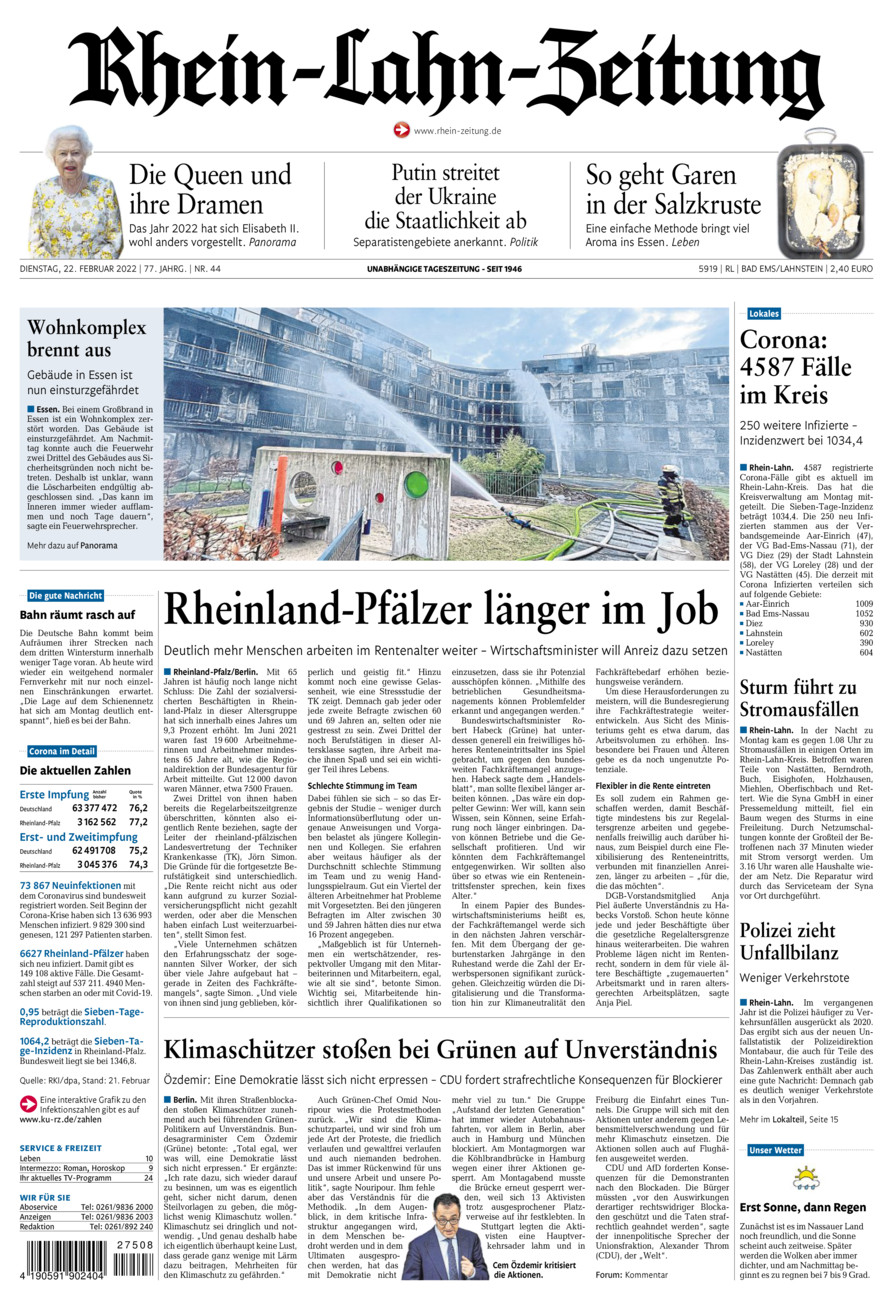 Rhein-Lahn-Zeitung vom Dienstag, 22.02.2022