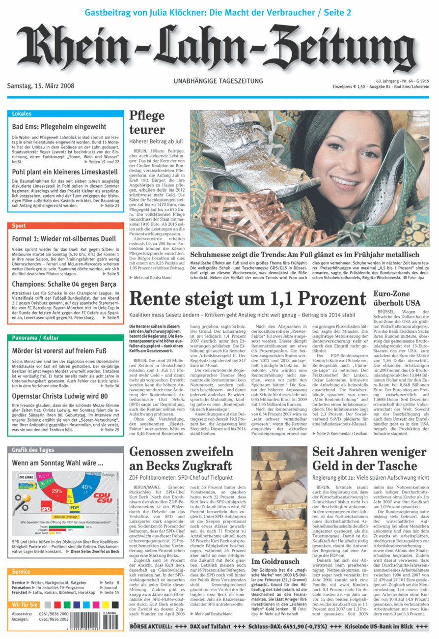Rhein-Lahn-Zeitung vom Samstag, 15.03.2008