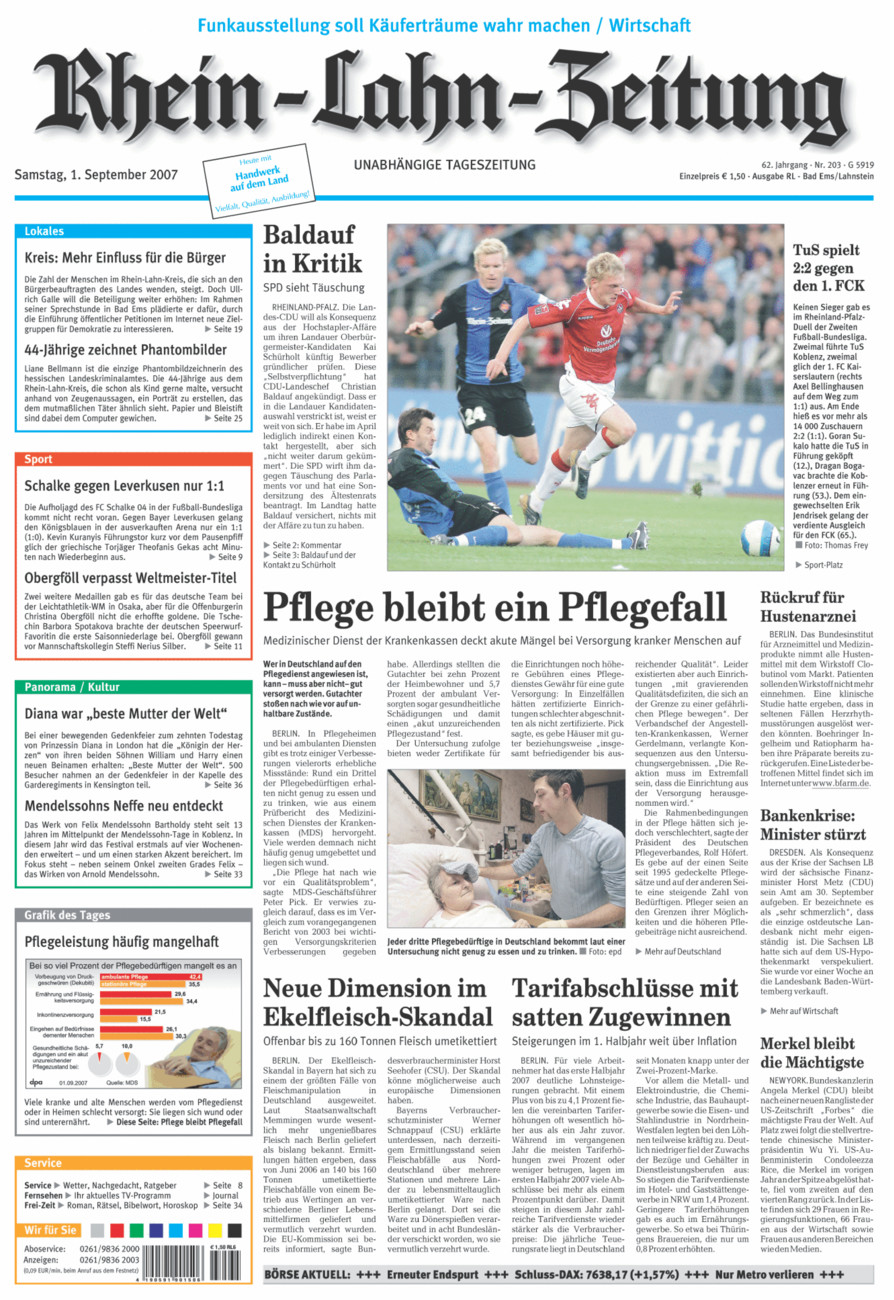 Rhein-Lahn-Zeitung vom Samstag, 01.09.2007