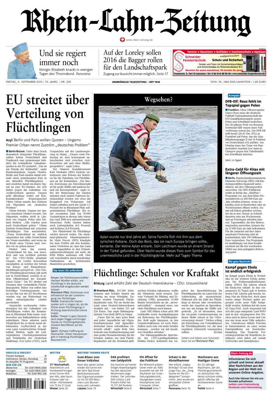 Rhein-Lahn-Zeitung vom Freitag, 04.09.2015