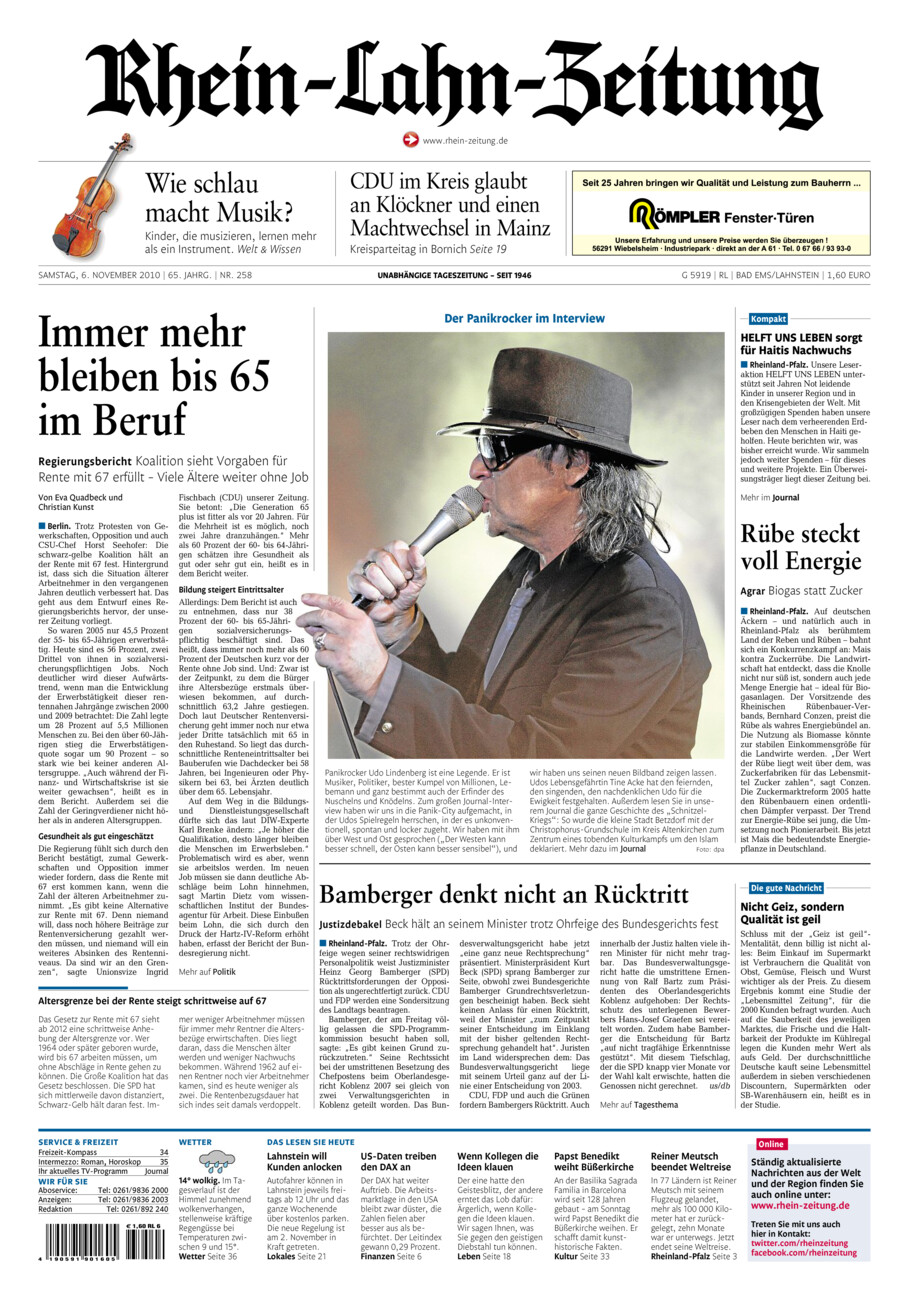 Rhein-Lahn-Zeitung vom Samstag, 06.11.2010