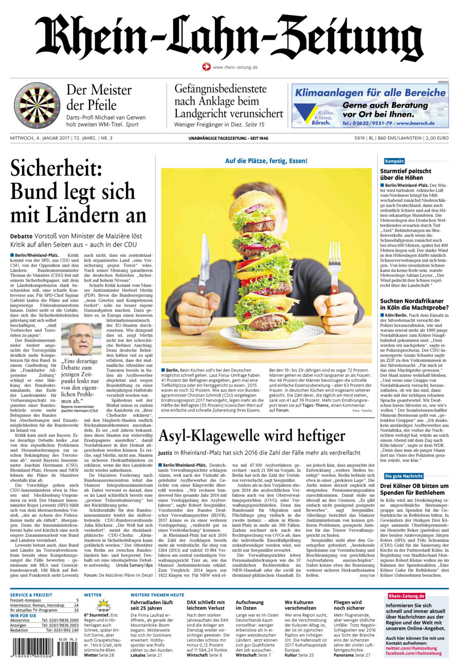 Rhein-Lahn-Zeitung vom Mittwoch, 04.01.2017