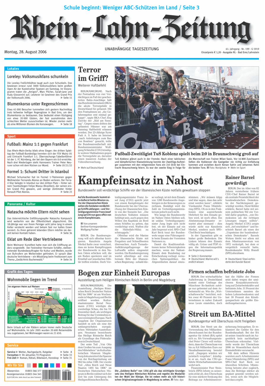 Rhein-Lahn-Zeitung vom Montag, 28.08.2006