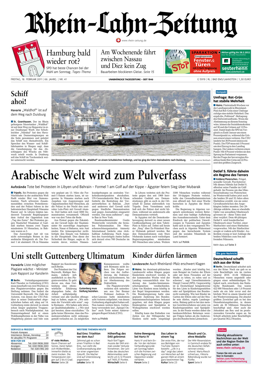 Rhein-Lahn-Zeitung vom Freitag, 18.02.2011