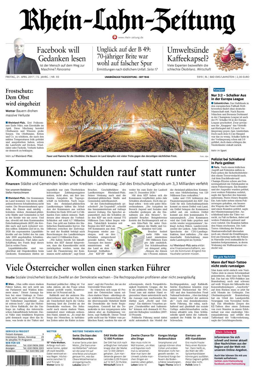 Rhein-Lahn-Zeitung vom Freitag, 21.04.2017
