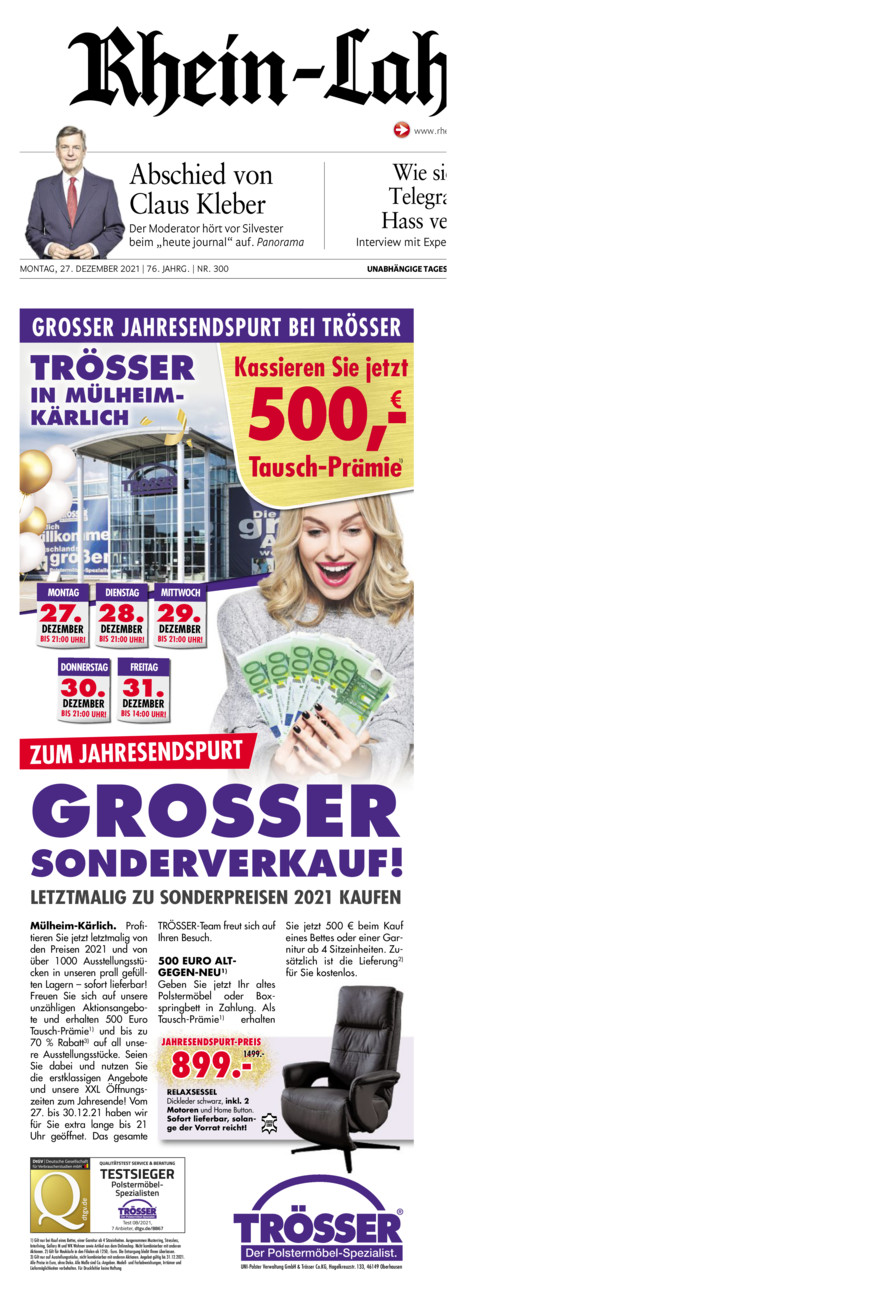 Rhein-Lahn-Zeitung vom Montag, 27.12.2021