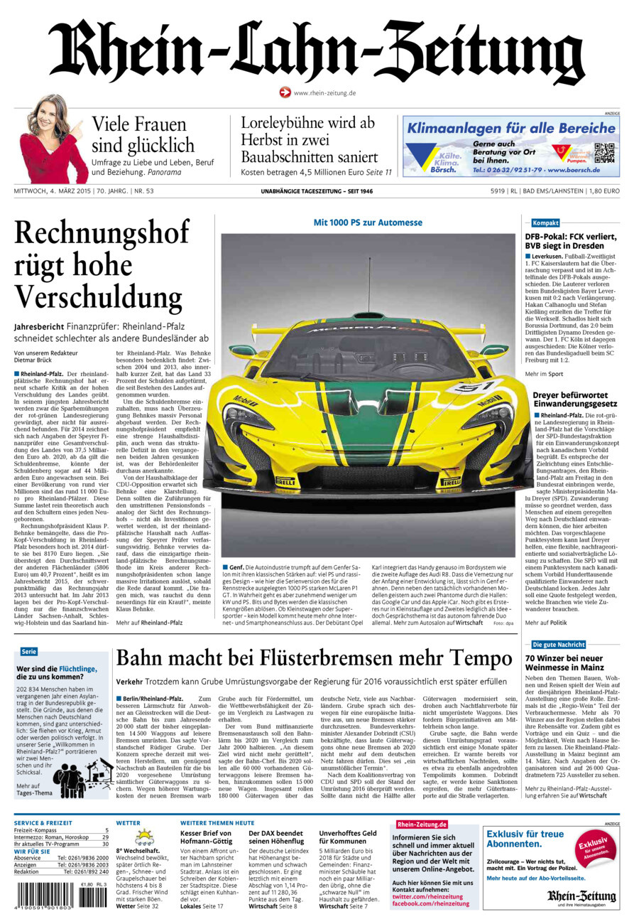 Rhein-Lahn-Zeitung vom Mittwoch, 04.03.2015