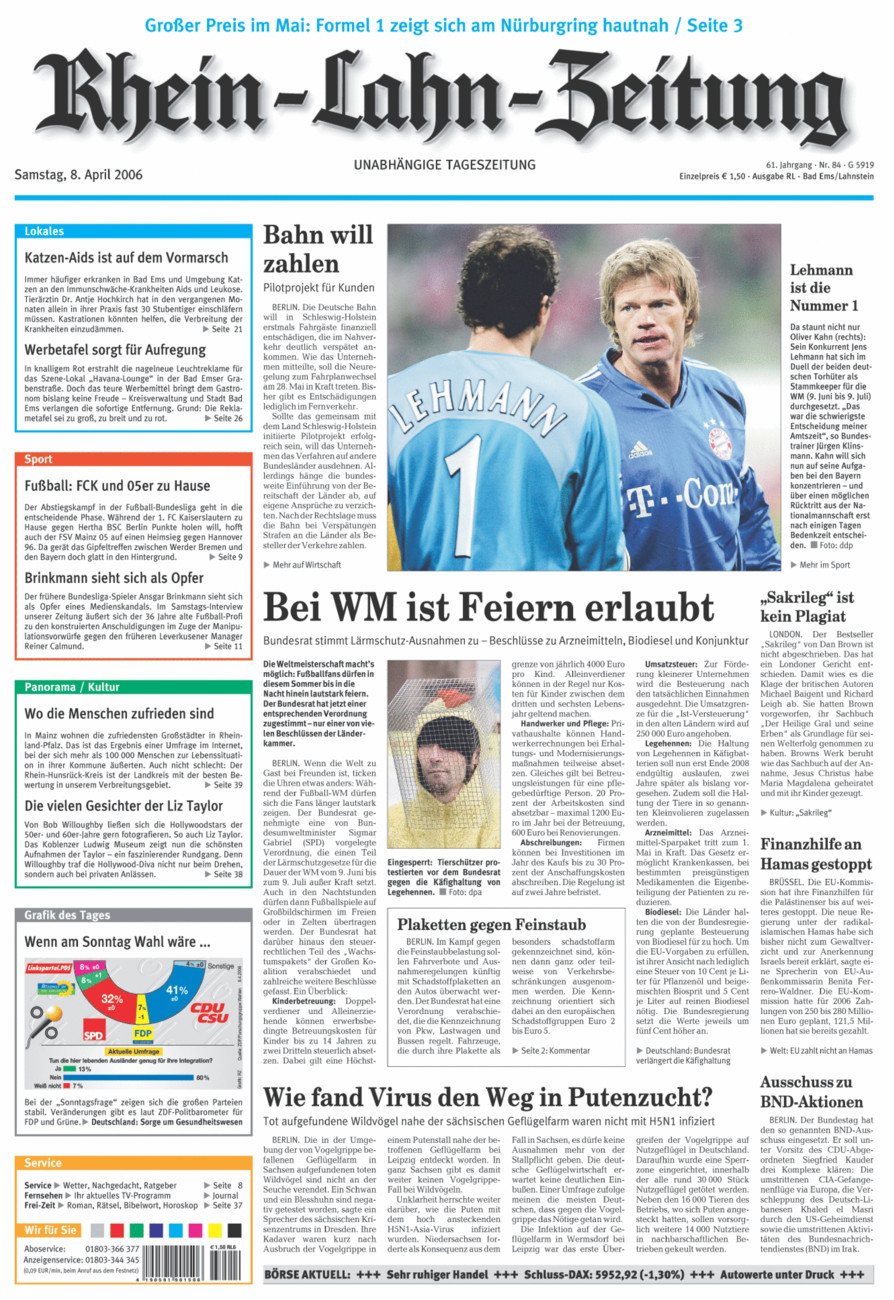 Rhein-Lahn-Zeitung vom Samstag, 08.04.2006