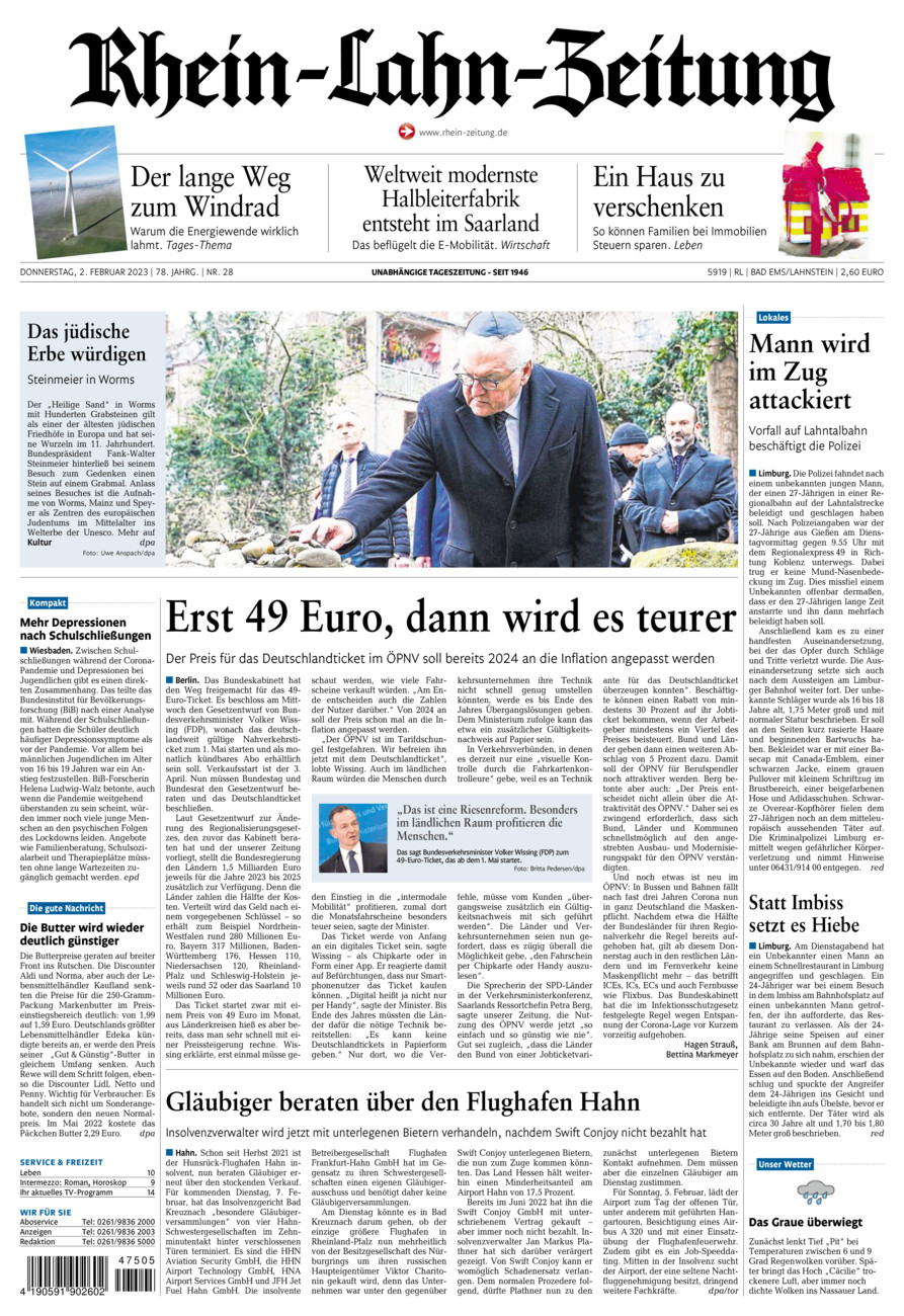 Rhein-Lahn-Zeitung vom Donnerstag, 02.02.2023