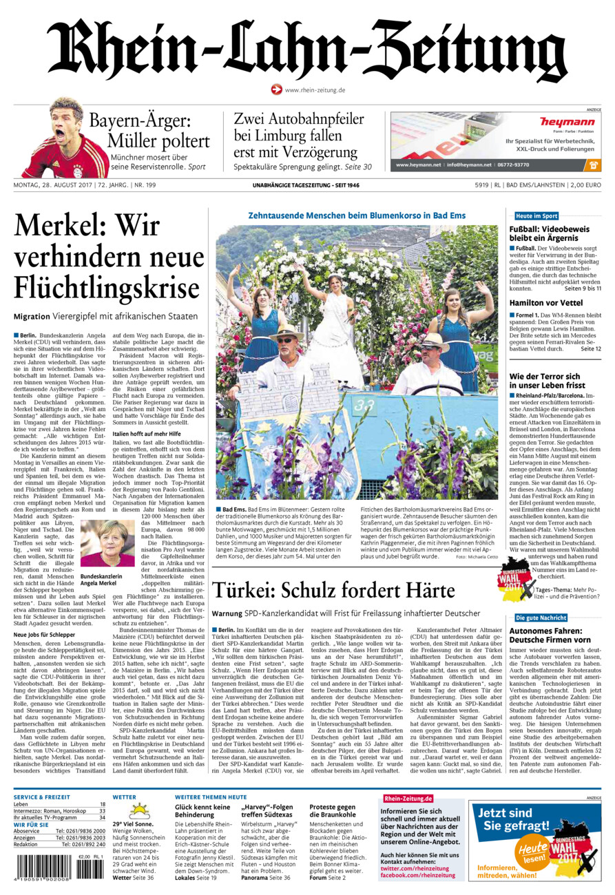 Rhein-Lahn-Zeitung vom Montag, 28.08.2017