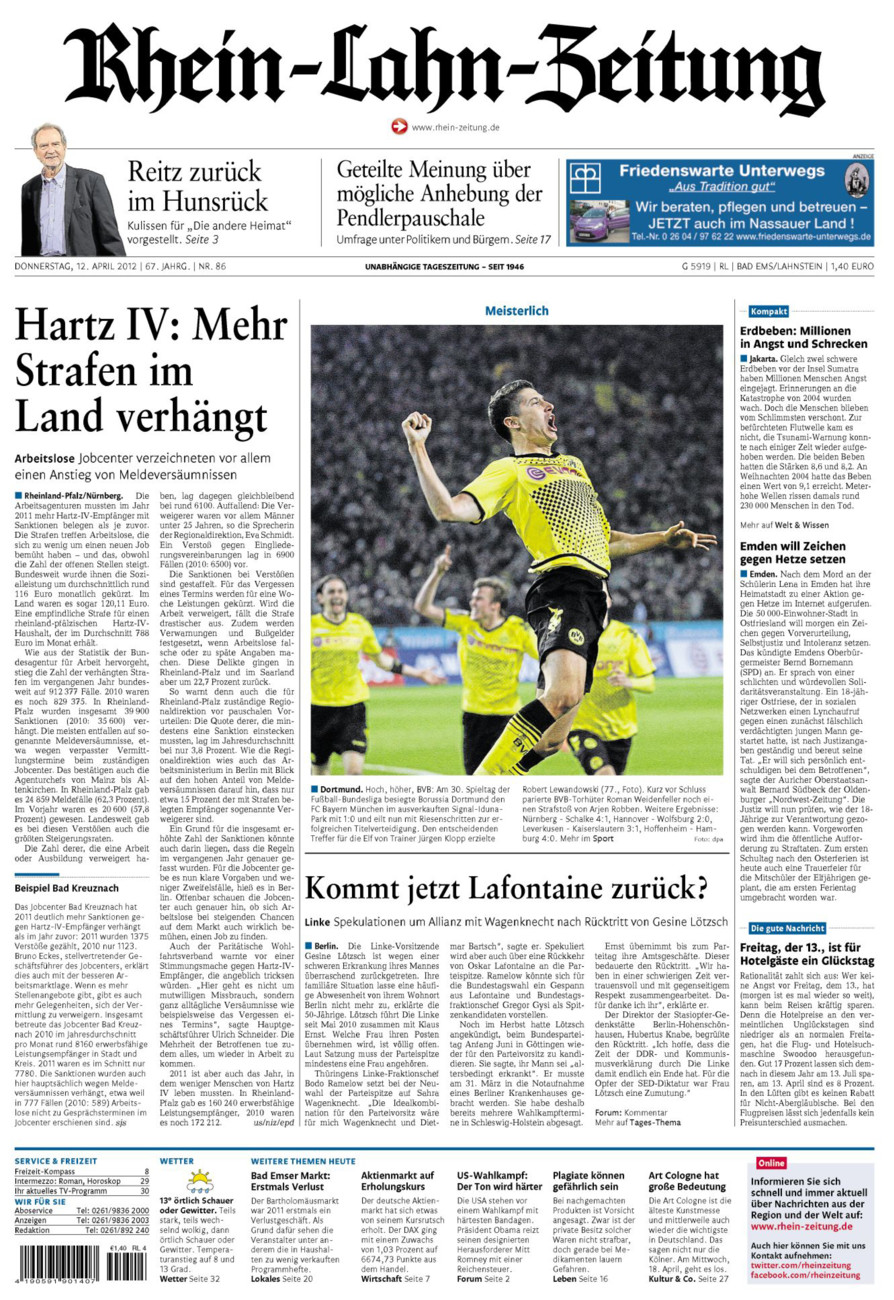 Rhein-Lahn-Zeitung vom Donnerstag, 12.04.2012