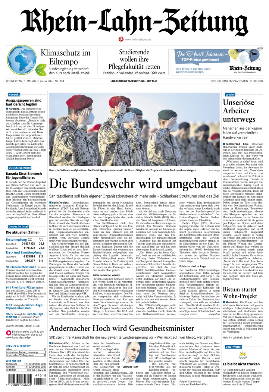 Rhein-Lahn-Zeitung vom Donnerstag, 06.05.2021
