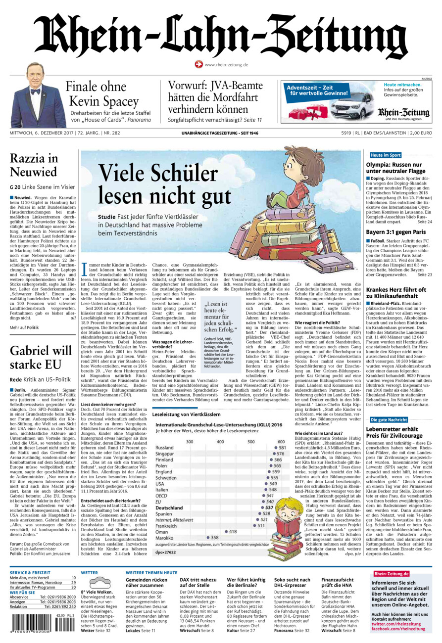 Rhein-Lahn-Zeitung vom Mittwoch, 06.12.2017