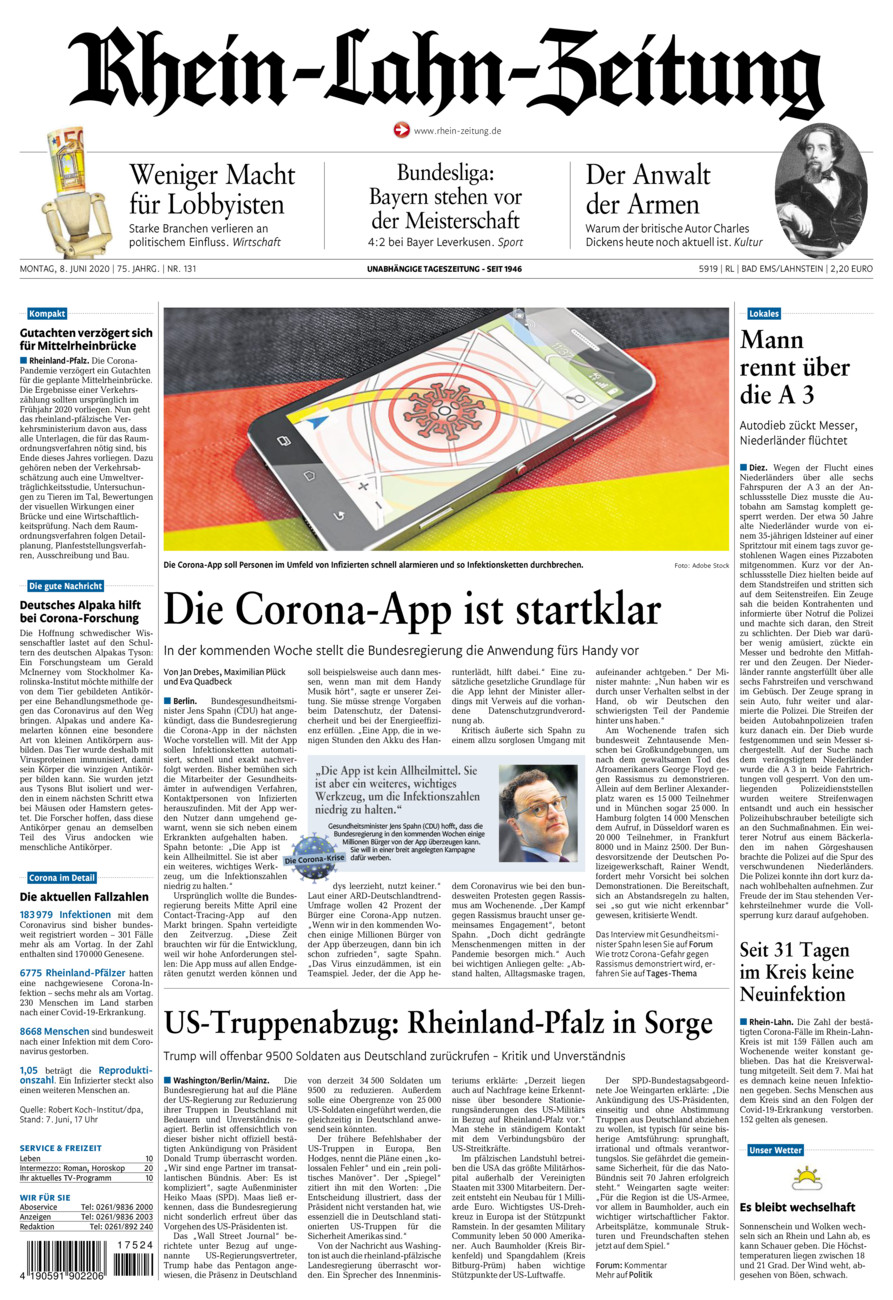 Rhein-Lahn-Zeitung vom Montag, 08.06.2020