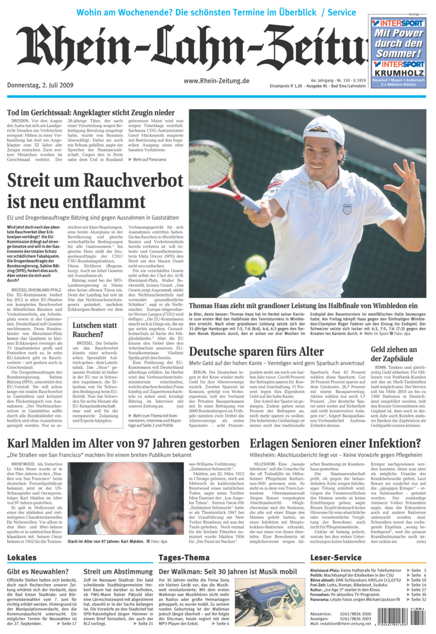 Rhein-Lahn-Zeitung vom Donnerstag, 02.07.2009