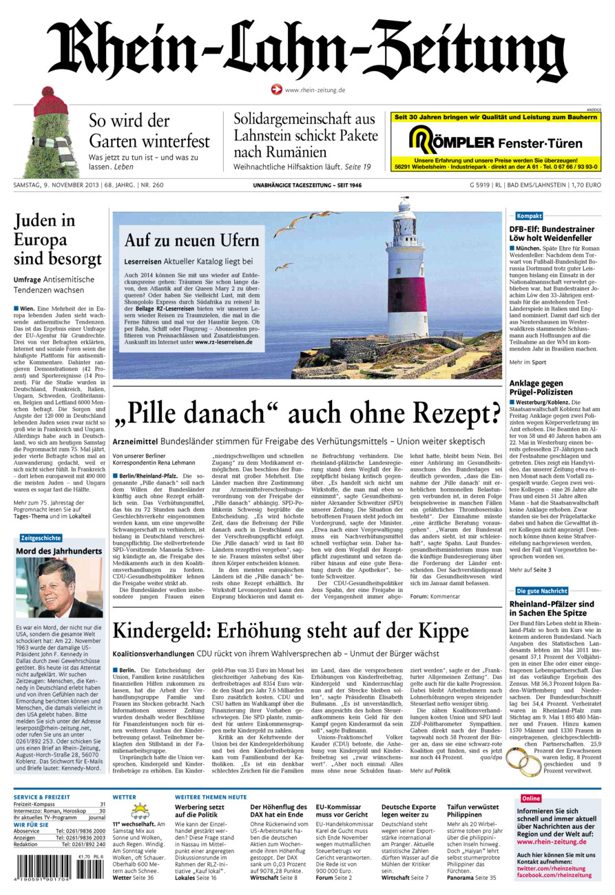 Rhein-Lahn-Zeitung vom Samstag, 09.11.2013