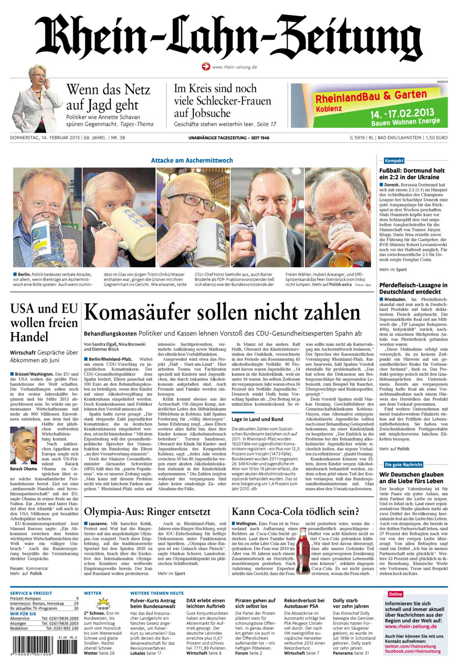 Rhein-Lahn-Zeitung vom Donnerstag, 14.02.2013