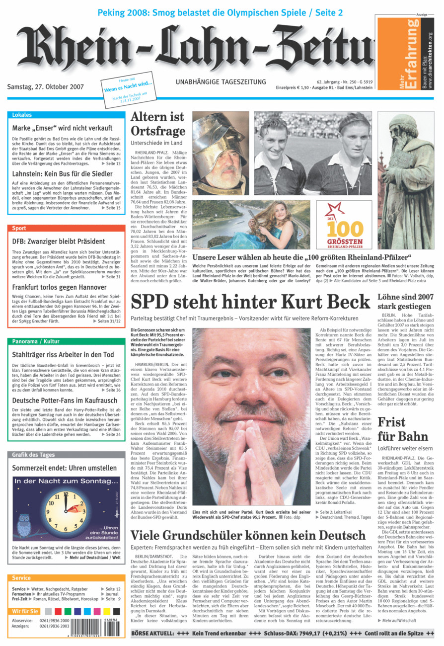 Rhein-Lahn-Zeitung vom Samstag, 27.10.2007