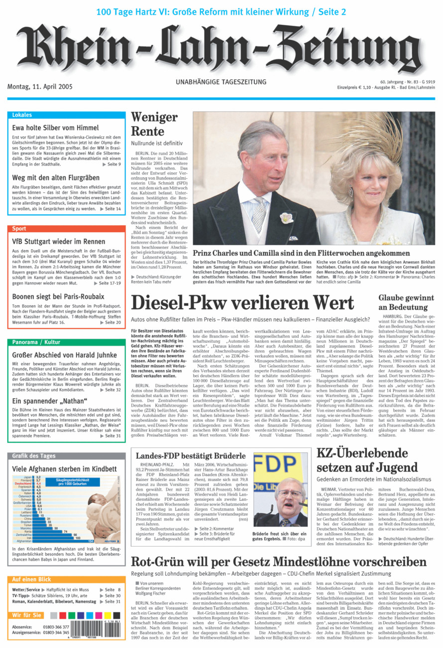 Rhein-Lahn-Zeitung vom Montag, 11.04.2005