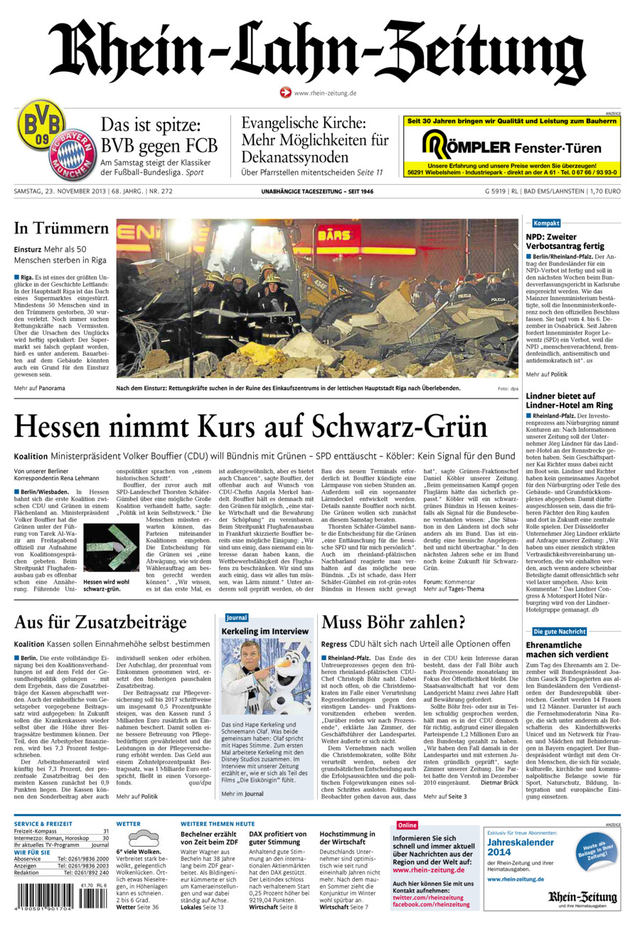 Rhein-Lahn-Zeitung vom Samstag, 23.11.2013