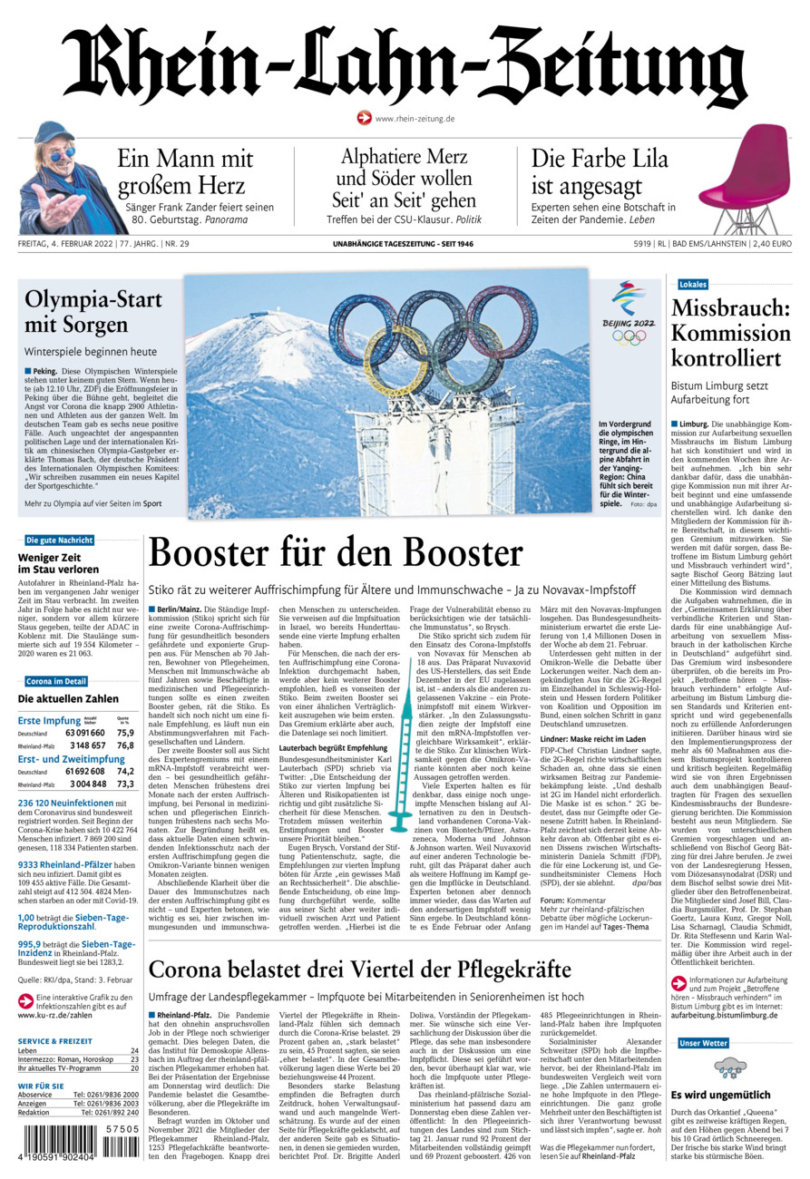 Rhein-Lahn-Zeitung vom Freitag, 04.02.2022