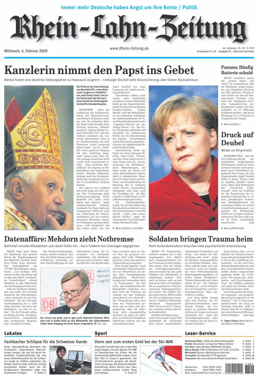 Rhein-Lahn-Zeitung vom Mittwoch, 04.02.2009